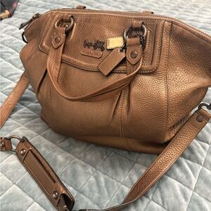 Coach Metallic Brown Leather Satchel